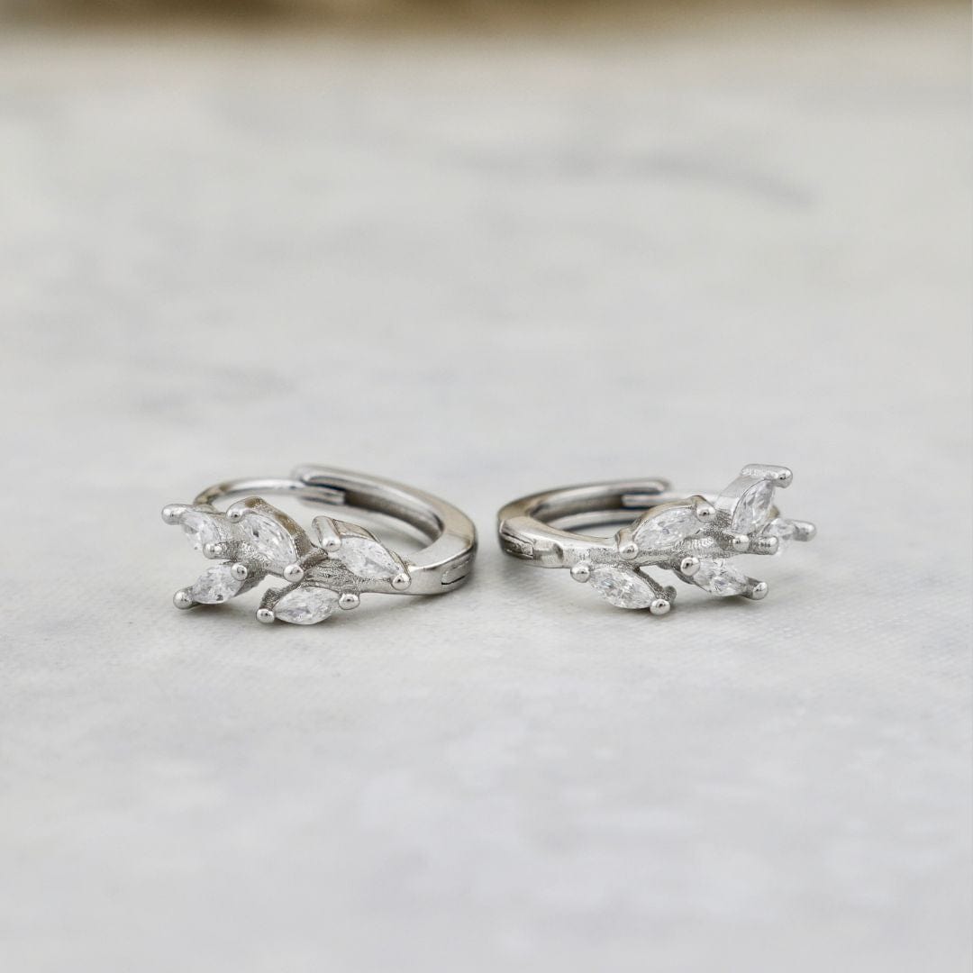 Sterling Silver Marquise Huggie Earrings