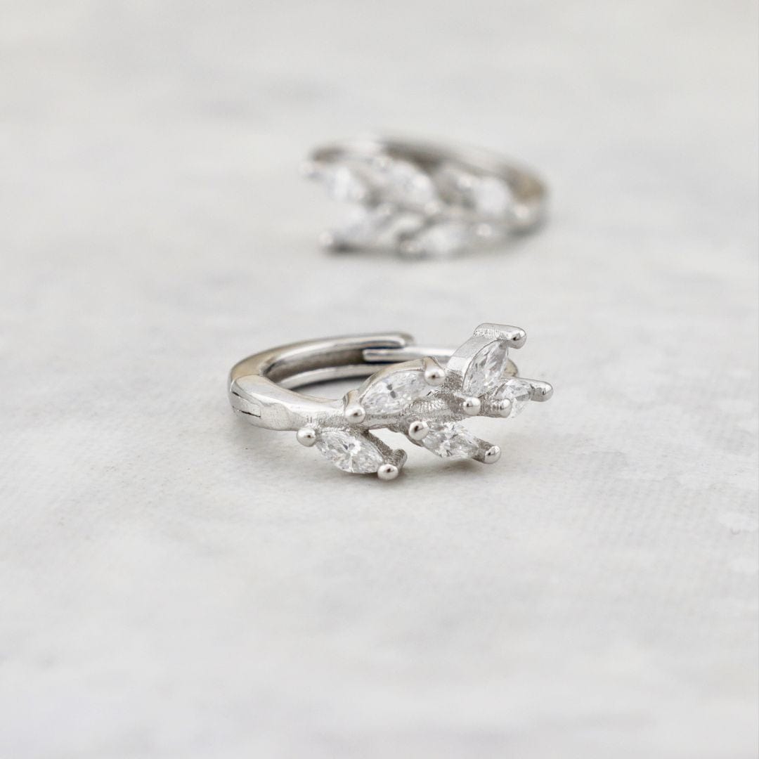 Sterling Silver Marquise Huggie Earrings