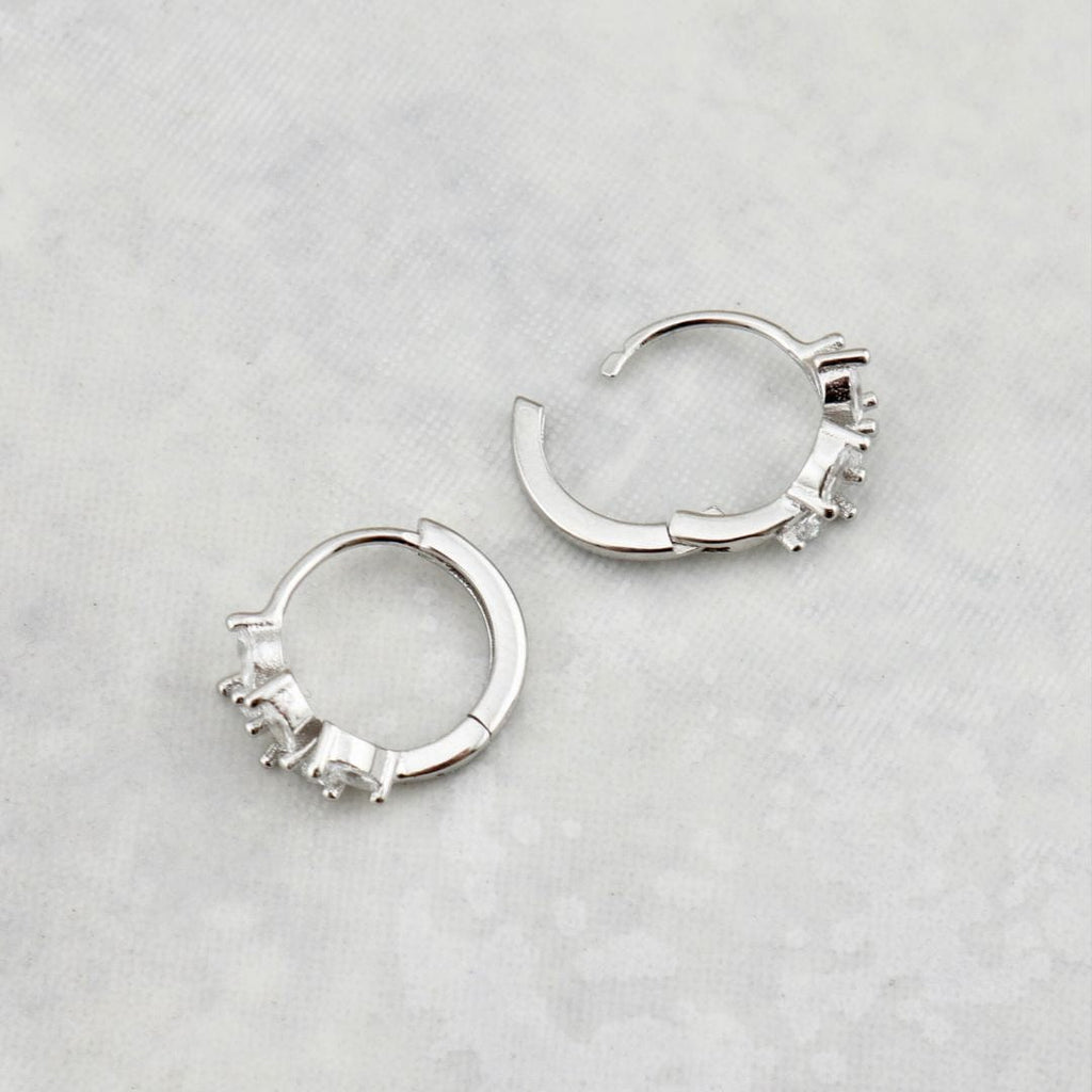 Sterling Silver Marquise Huggie Earrings