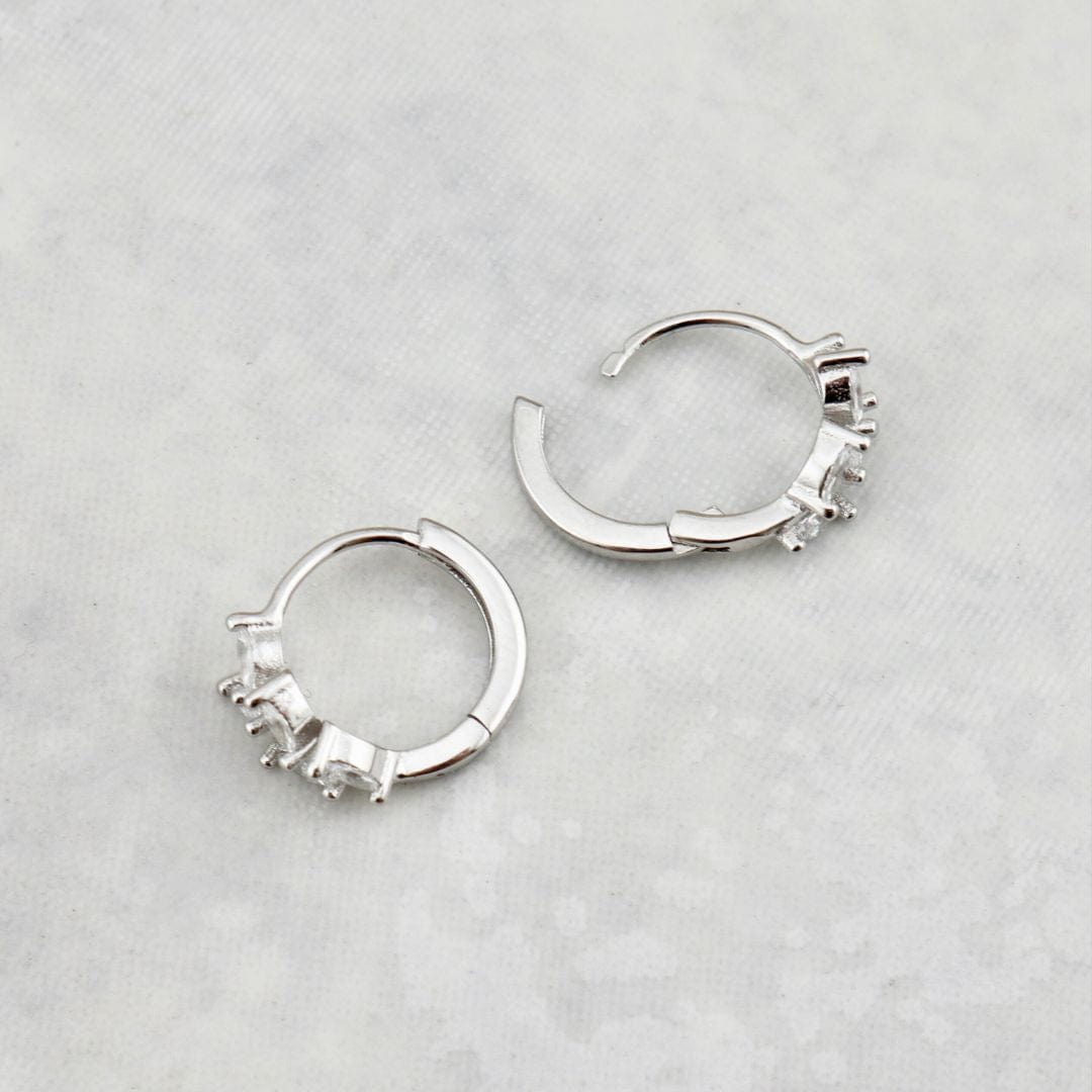 Sterling Silver Marquise Huggie Earrings