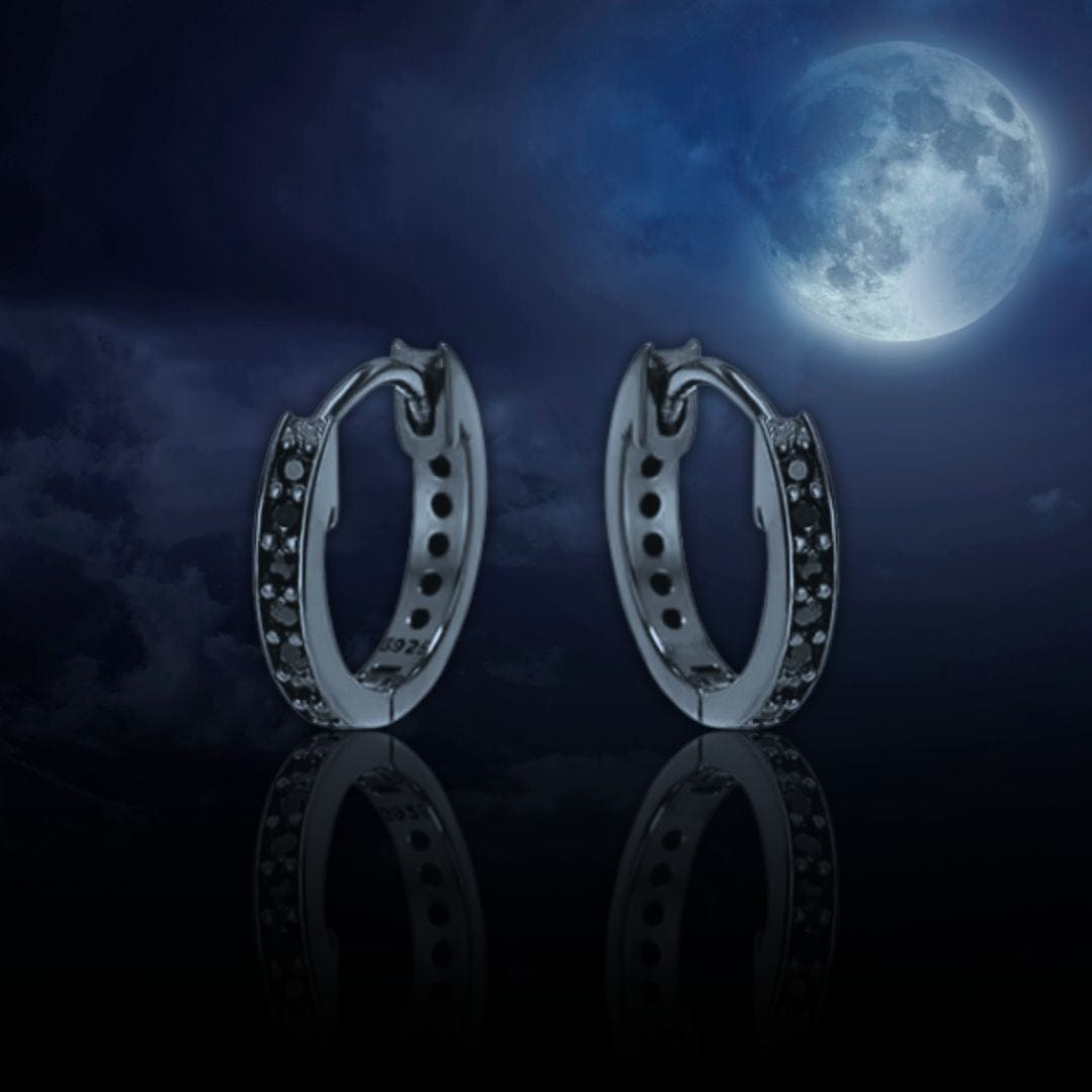 Midnight Sterling Silver Huggie Earrings