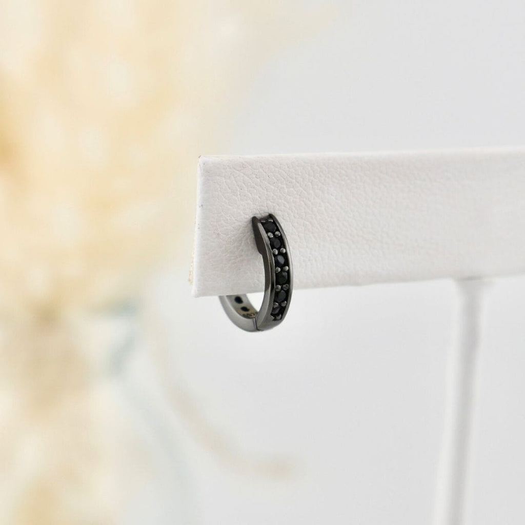 Midnight Sterling Silver Huggie Earrings