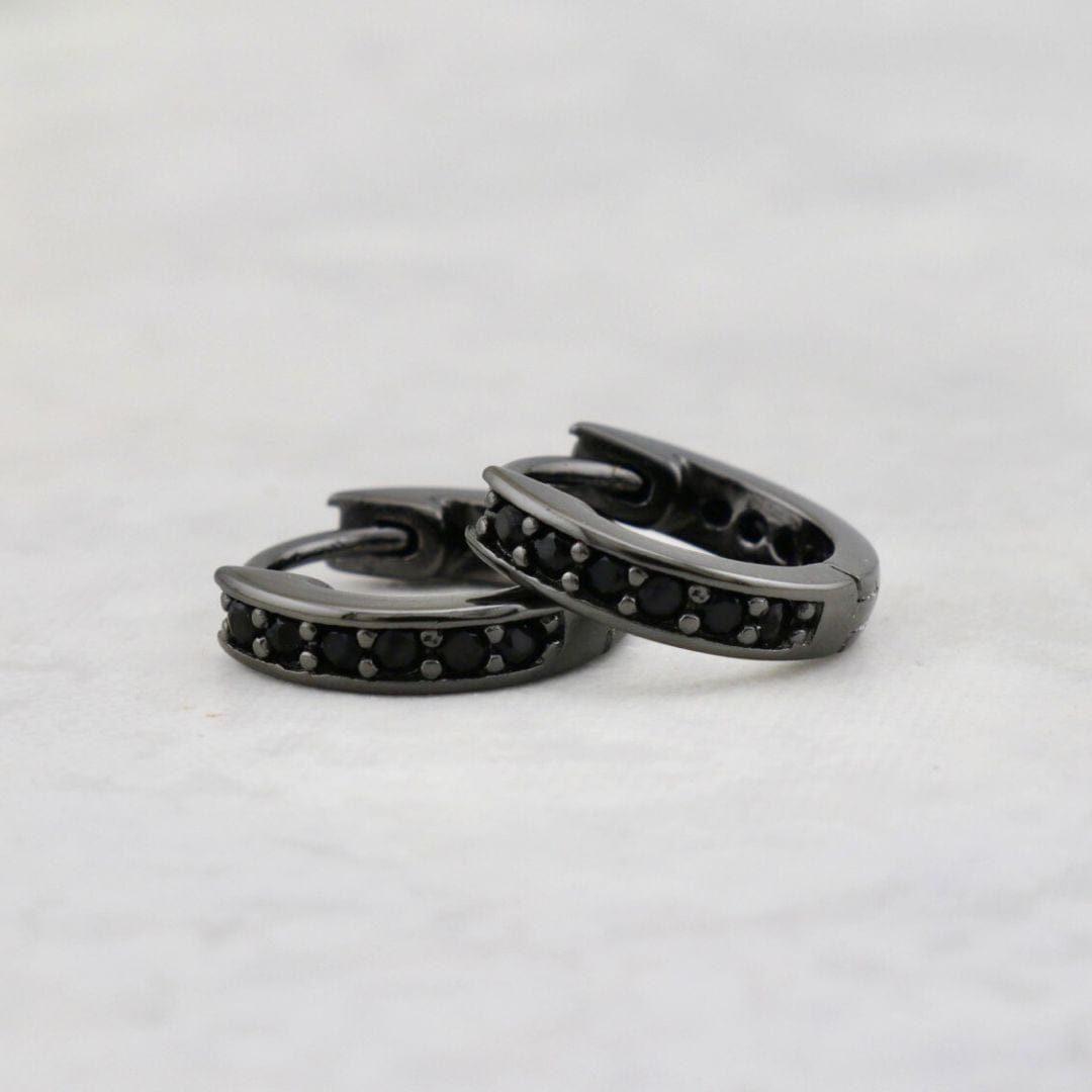 Midnight Sterling Silver Huggie Earrings