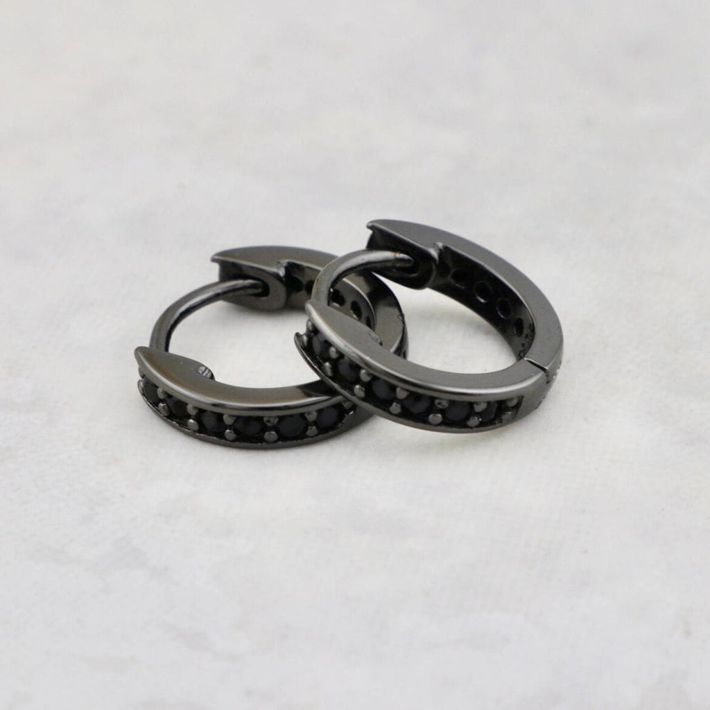 Midnight Sterling Silver Huggie Earrings