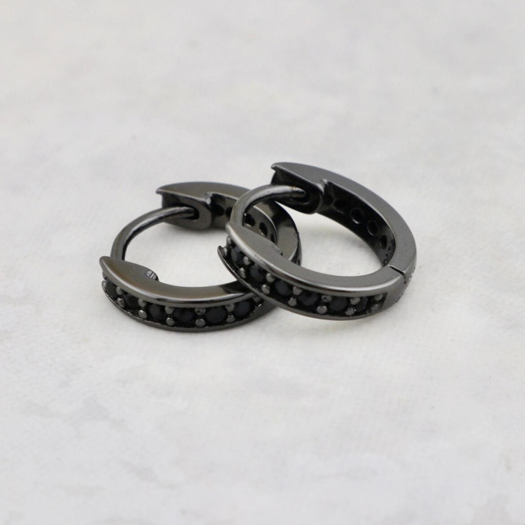 Midnight Sterling Silver Huggie Earrings