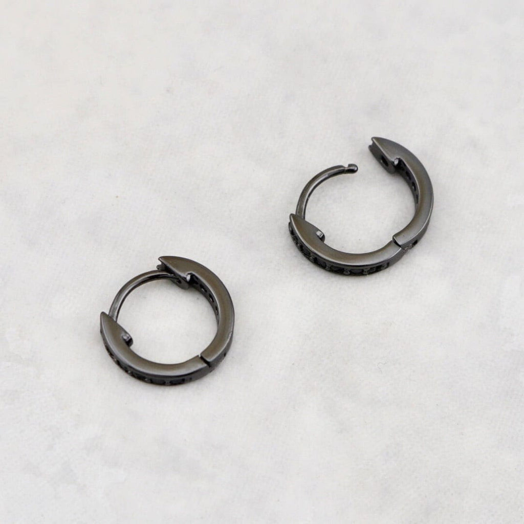 Midnight Sterling Silver Huggie Earrings
