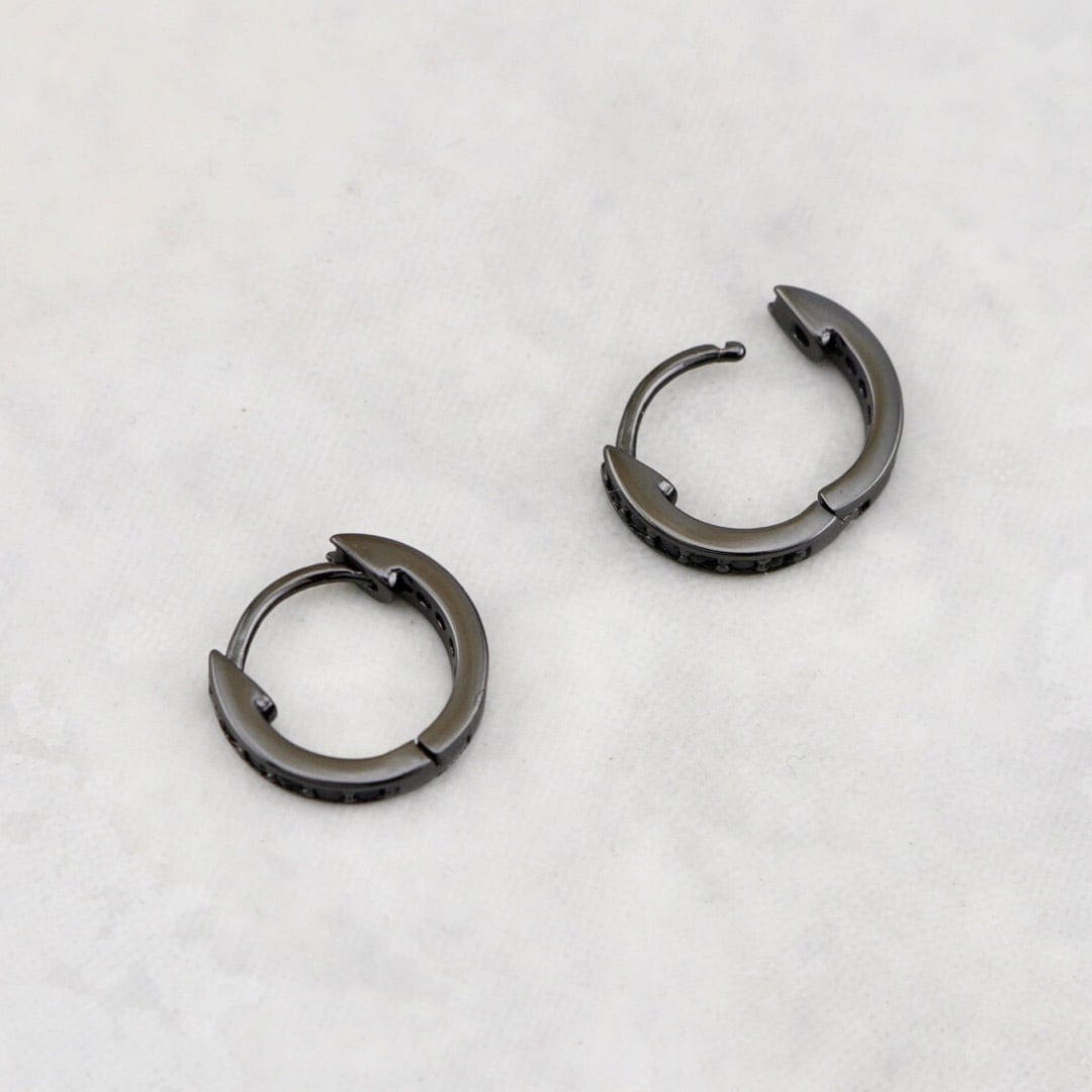 Midnight Sterling Silver Huggie Earrings