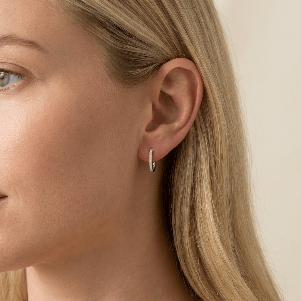 Sparkling Minimalist Huggie Earrings in Sterling Silver