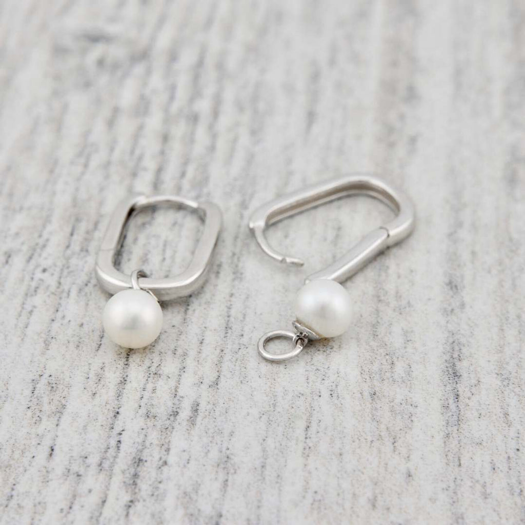 Sterling Silver Pearl Huggie Earrings