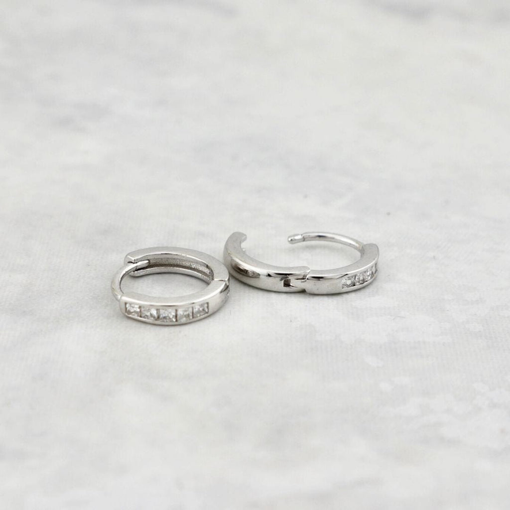 Princess Sterling Silver Huggie Earrings