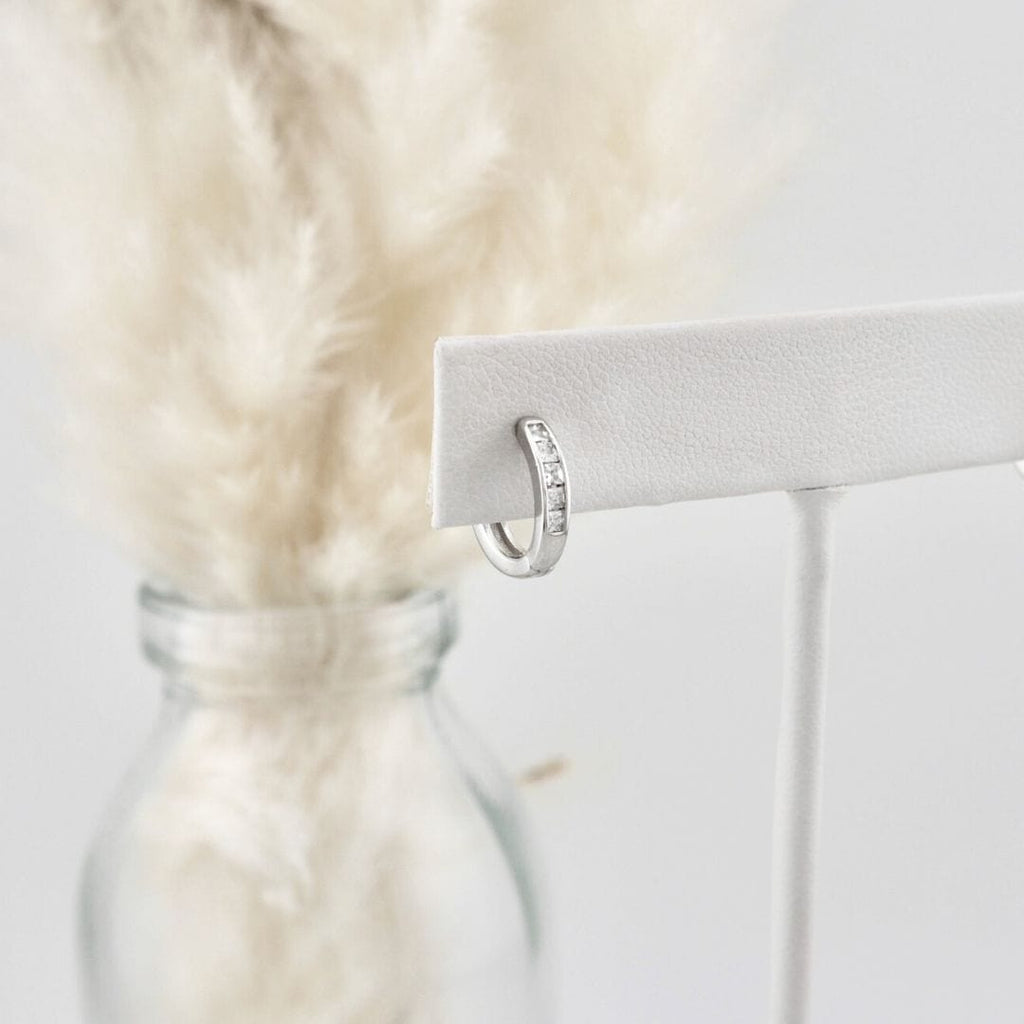 Princess Sterling Silver Huggie Earrings