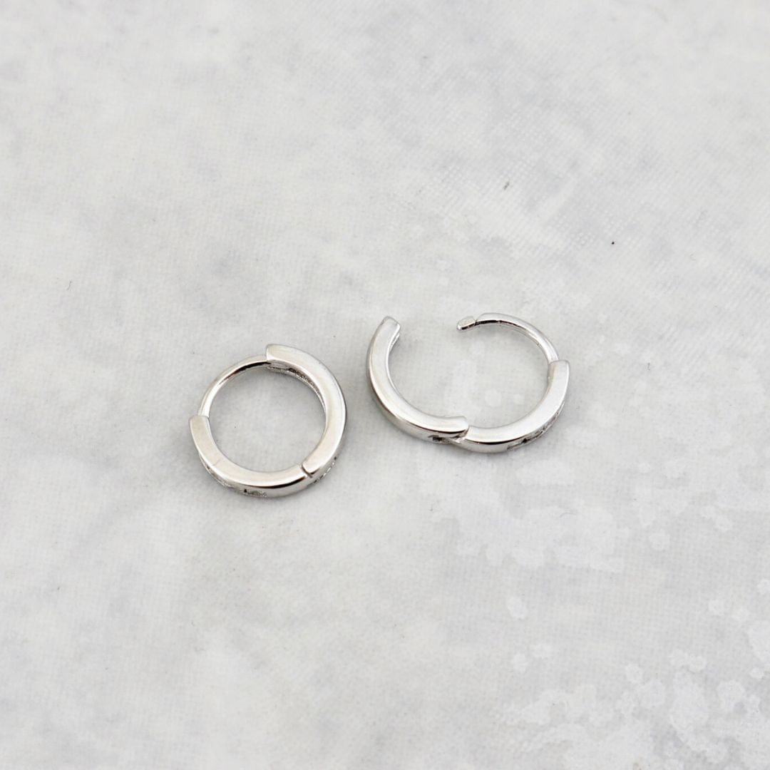 Princess Sterling Silver Huggie Earrings