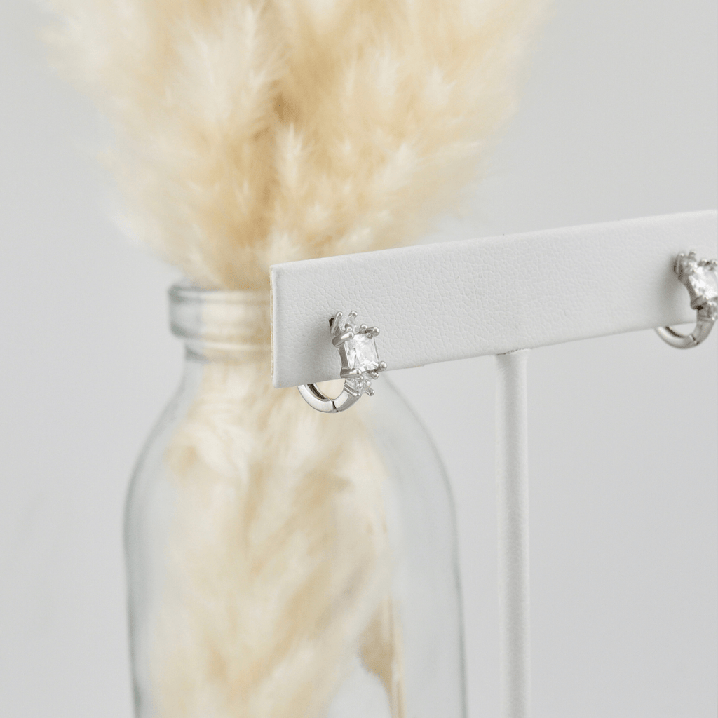 Princess Sterling Silver Huggie Earrings