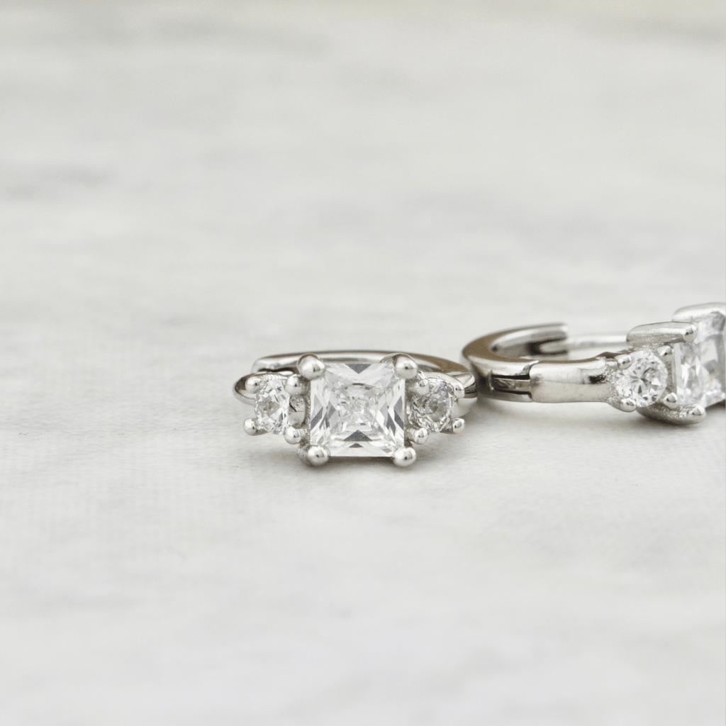Princess Sterling Silver Huggie Earrings