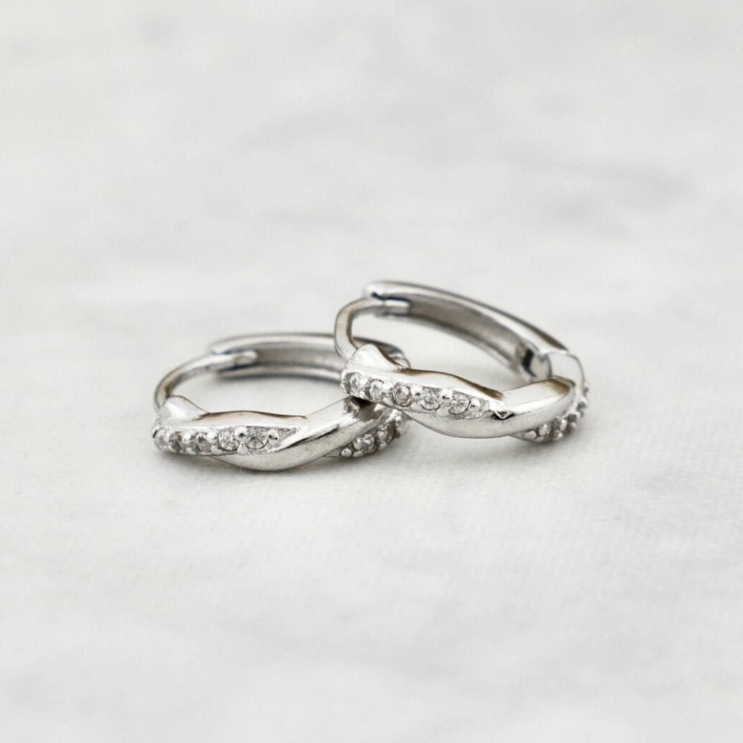 Twisted Sterling Silver Huggie Earrings