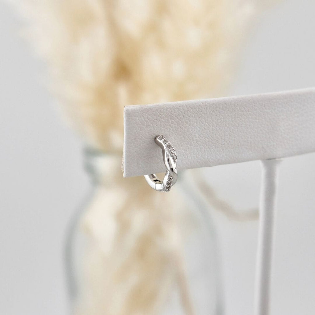 Twisted Sterling Silver Huggie Earrings