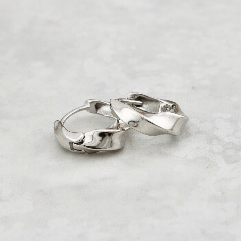 Twisted Sterling Silver Huggie Earrings