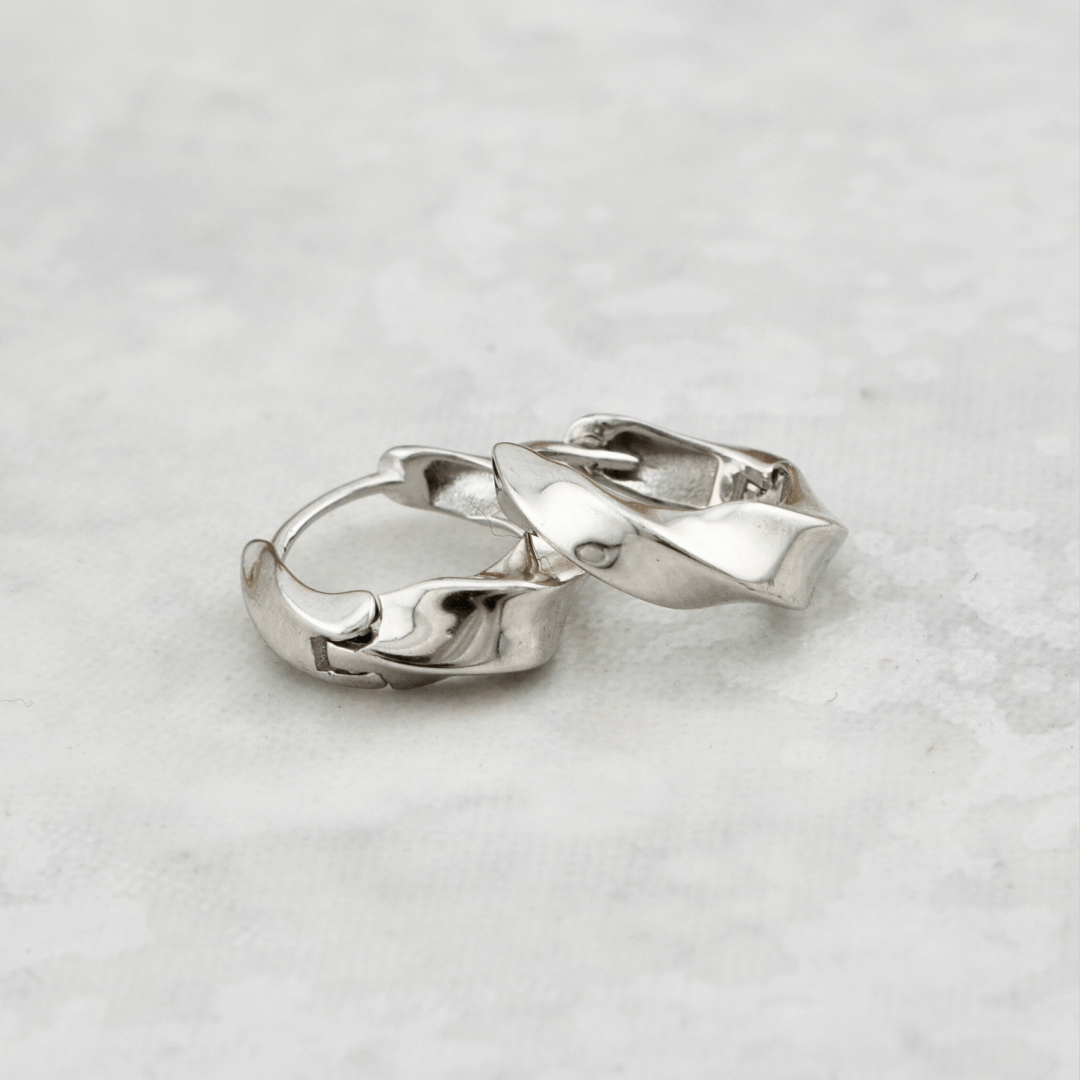 Twisted Sterling Silver Huggie Earrings