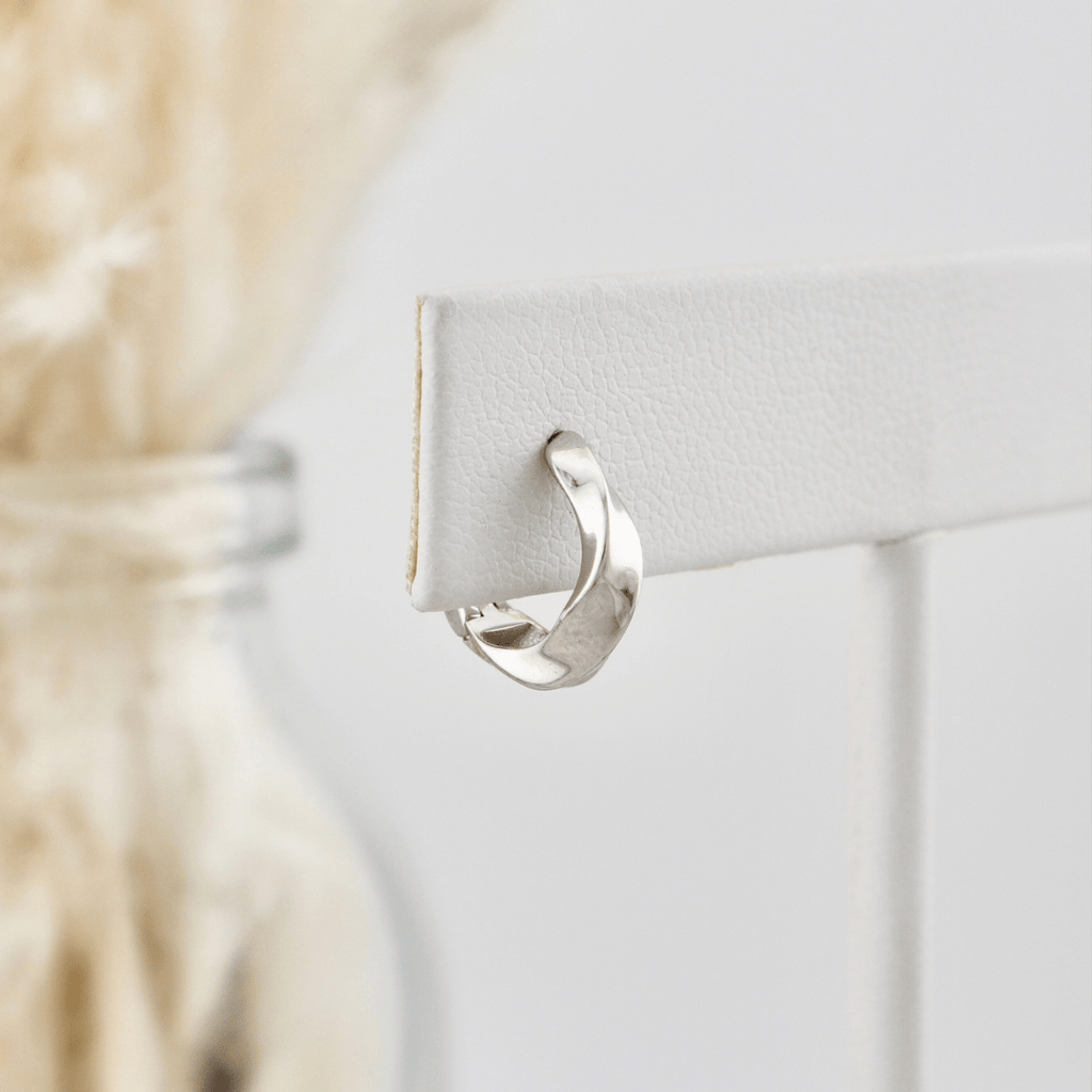 Twisted Sterling Silver Huggie Earrings