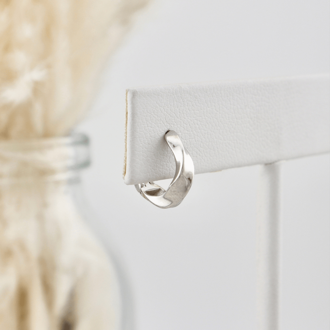 Twisted Sterling Silver Huggie Earrings