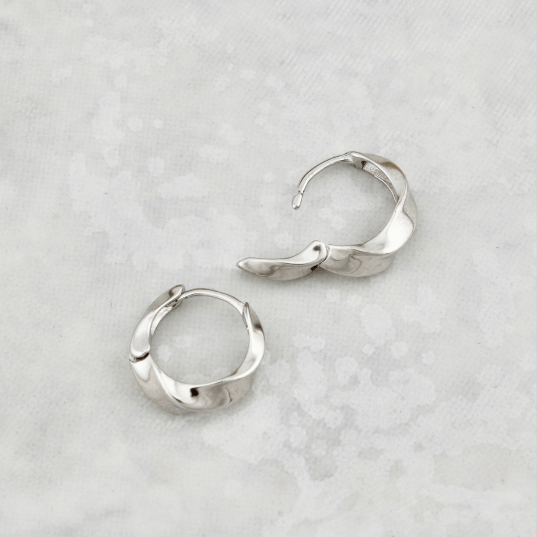 Twisted Sterling Silver Huggie Earrings