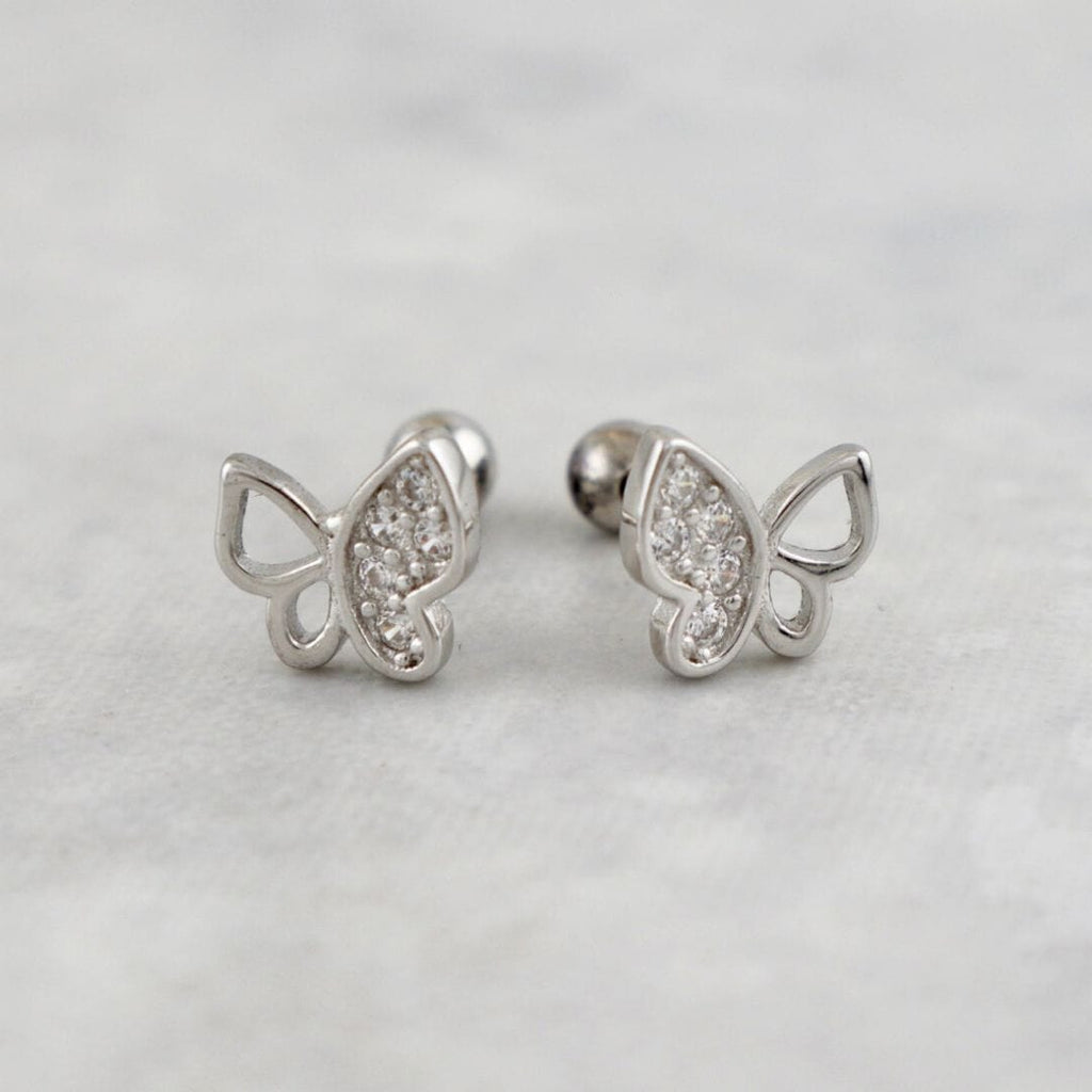 Sparkling Butterfly Earrings in Sterling Silver