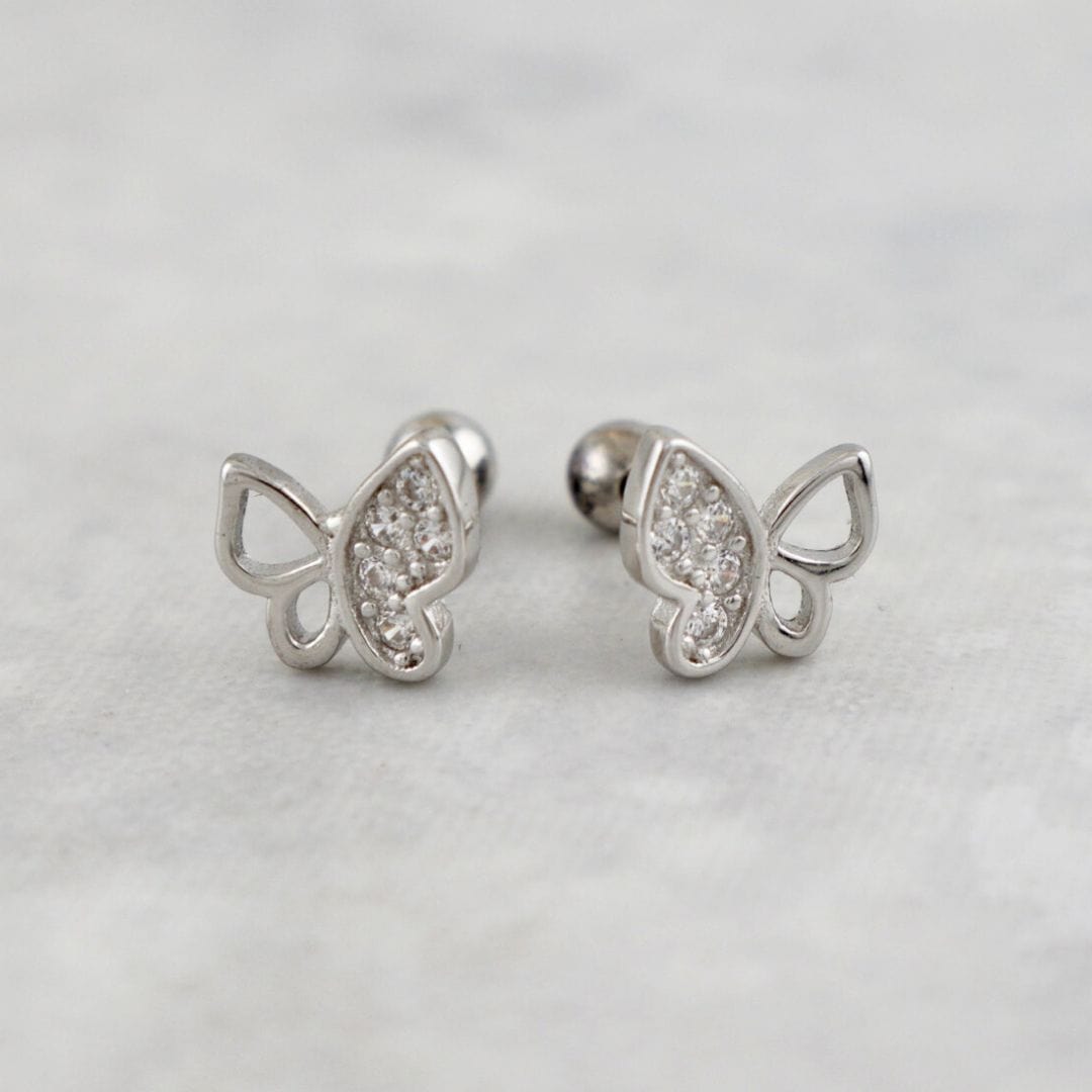 Sparkling Butterfly Earrings in Sterling Silver