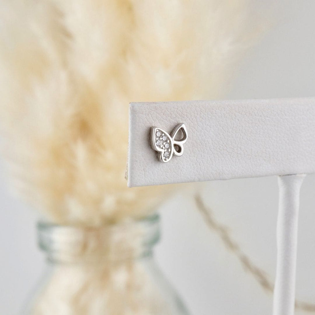 Sparkling Butterfly Earrings in Sterling Silver