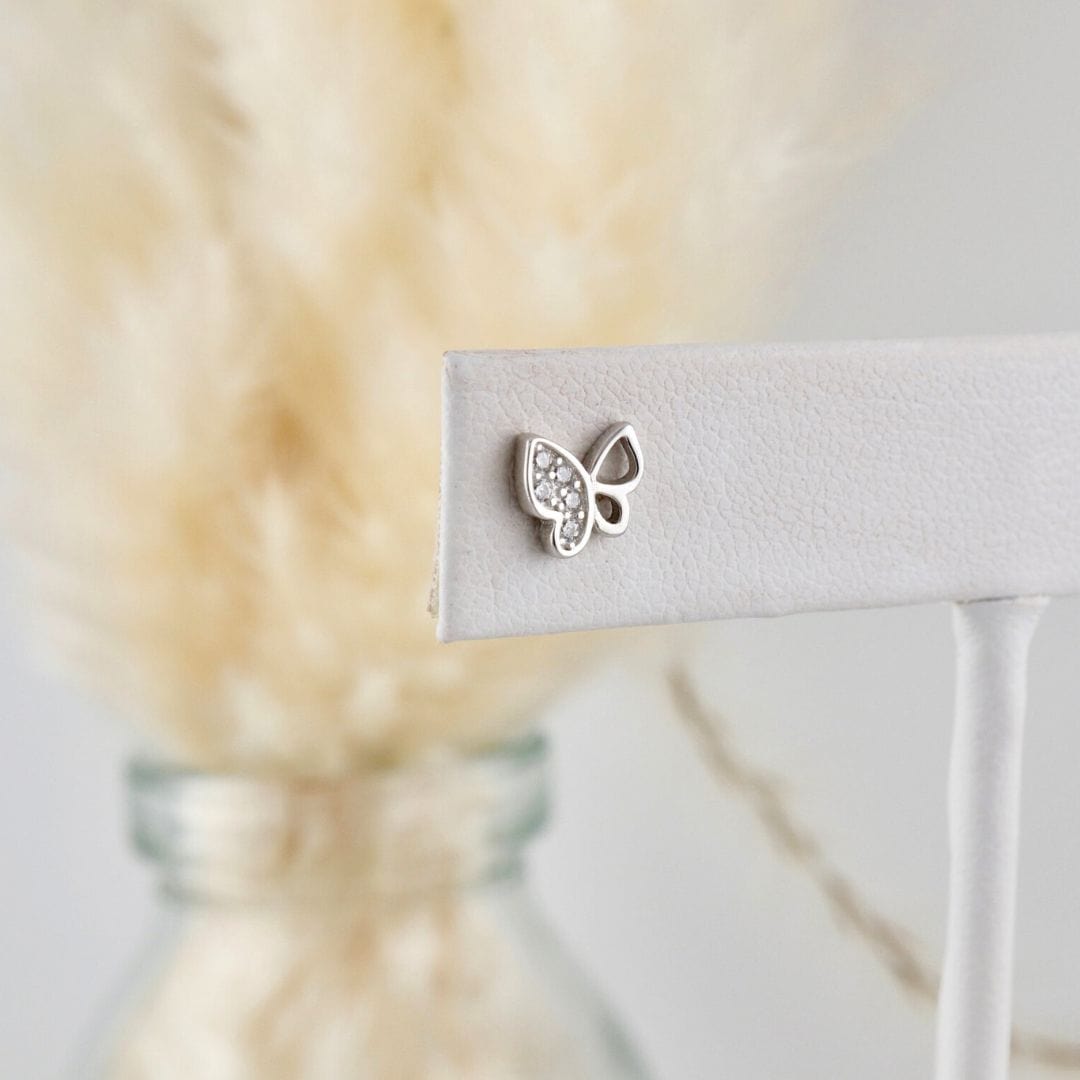 Sparkling Butterfly Earrings in Sterling Silver