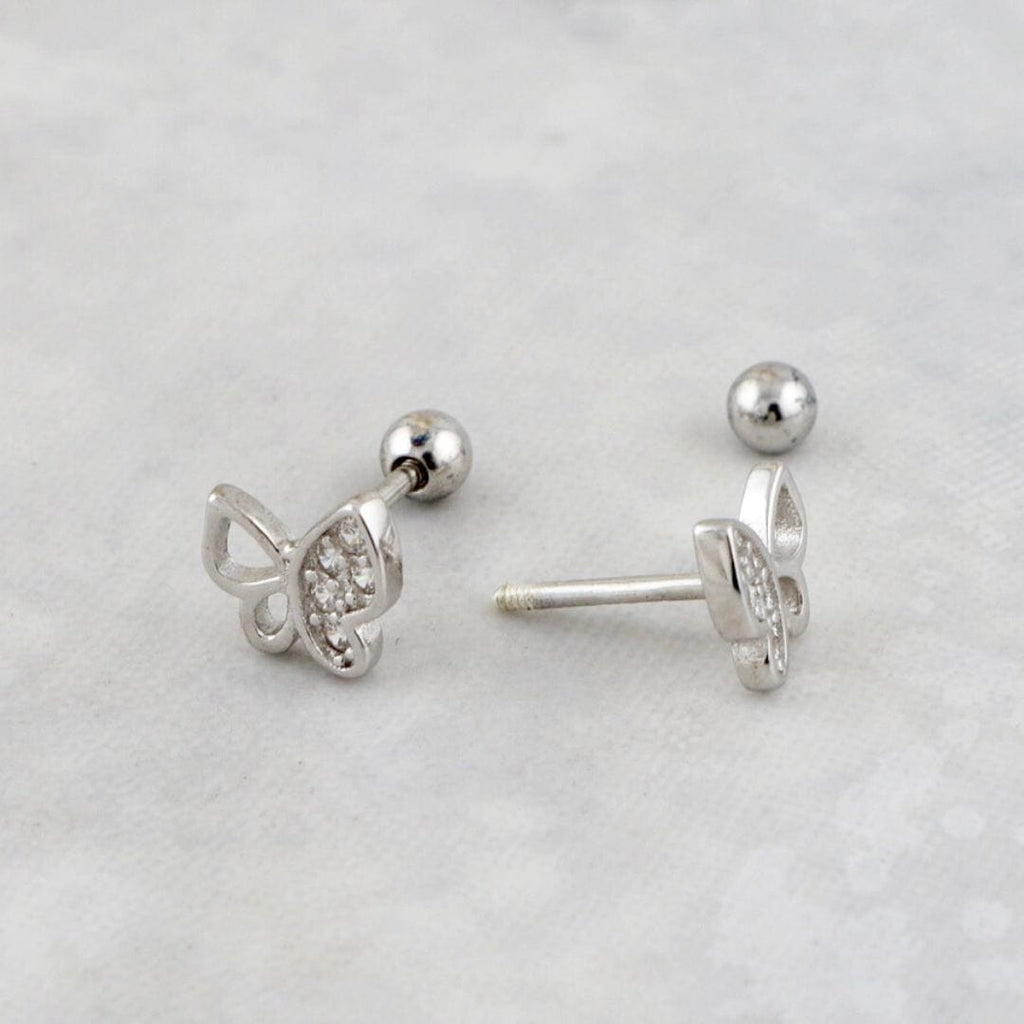 Sparkling Butterfly Earrings in Sterling Silver