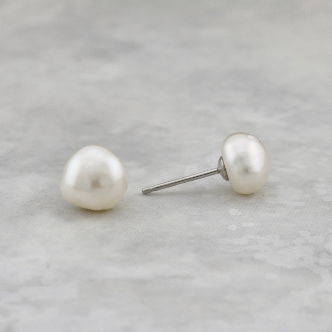 Sterling Silver Baroque Pearl Earrings
