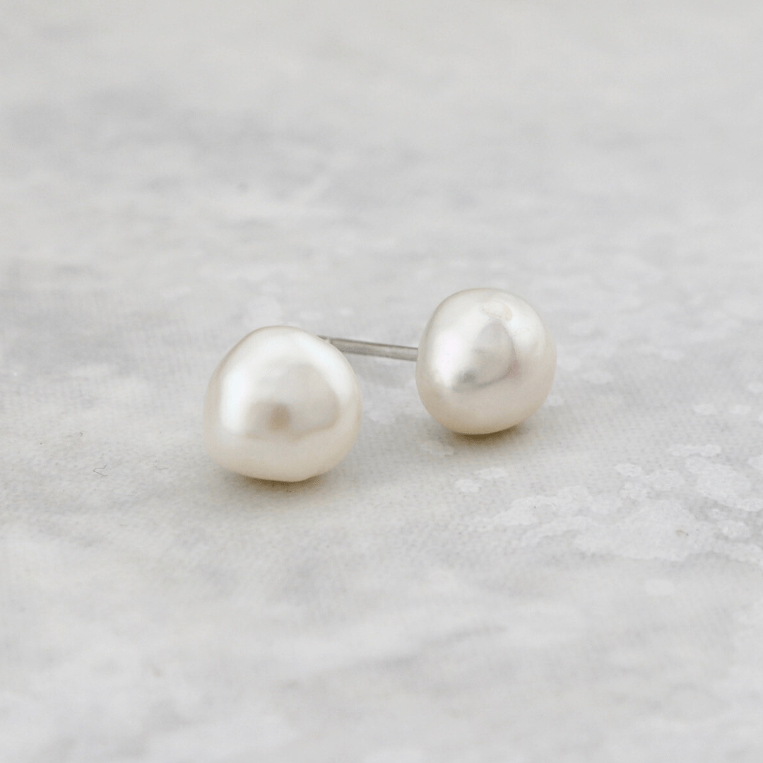 Sterling Silver Baroque Pearl Earrings