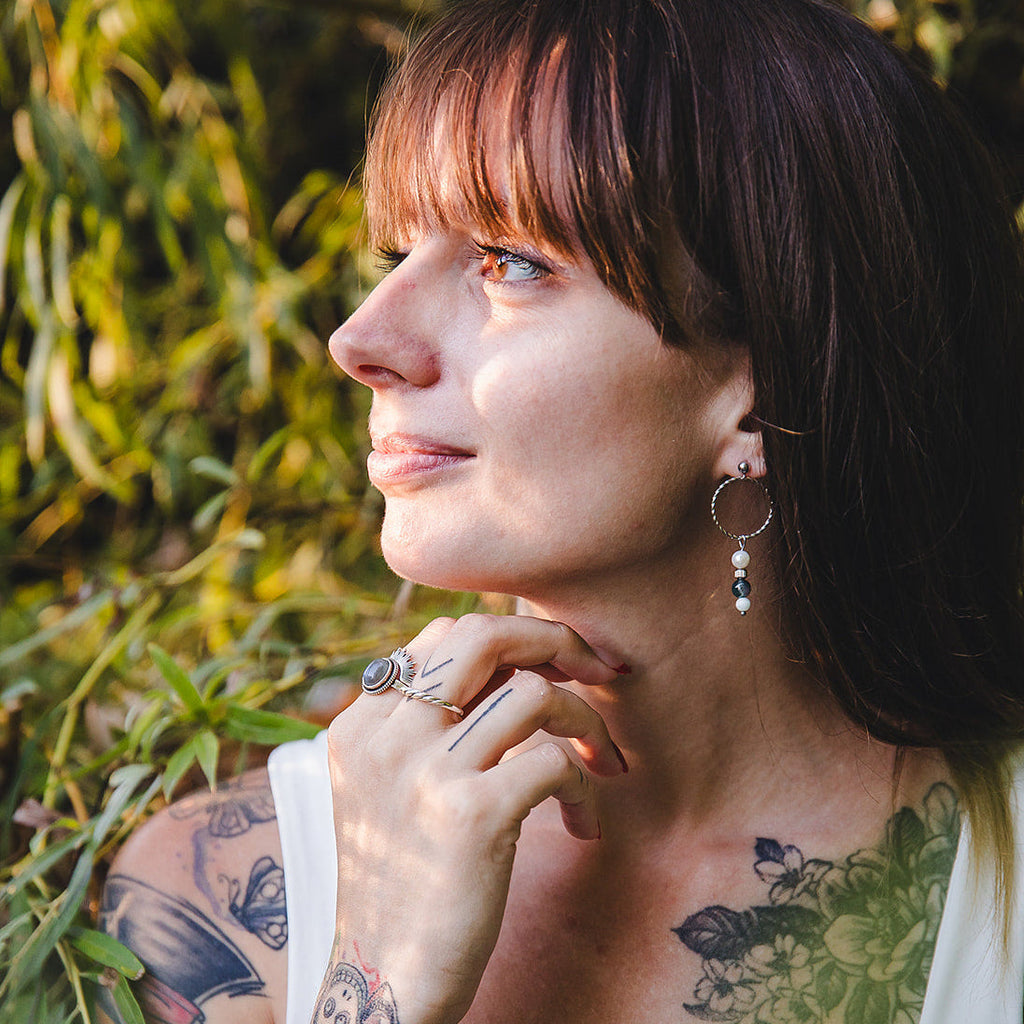 Boucles d'oreilles en pierres naturelles et perles d'eau douce | CHLORIS