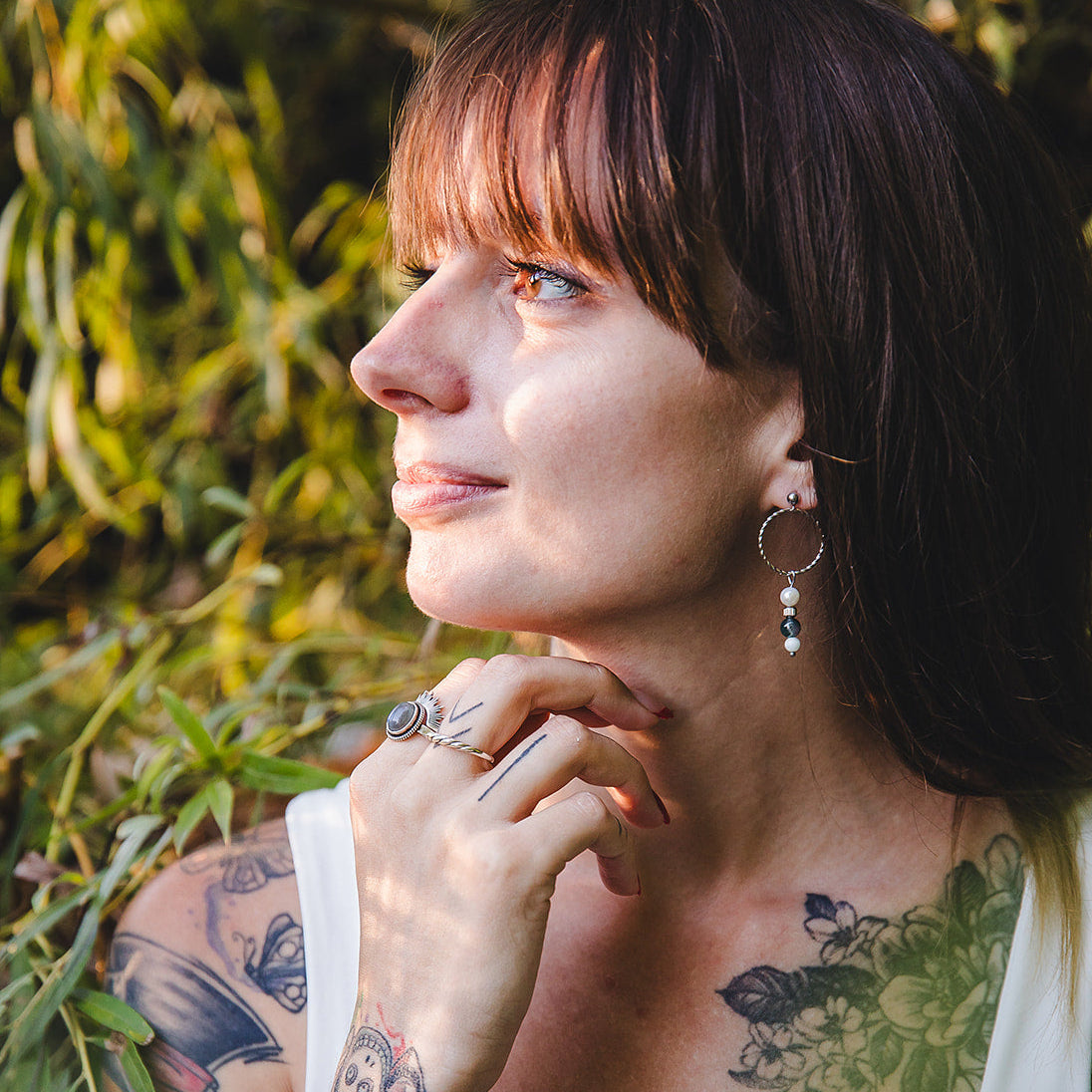 Boucles d'oreilles en pierres naturelles et perles d'eau douce | CHLORIS