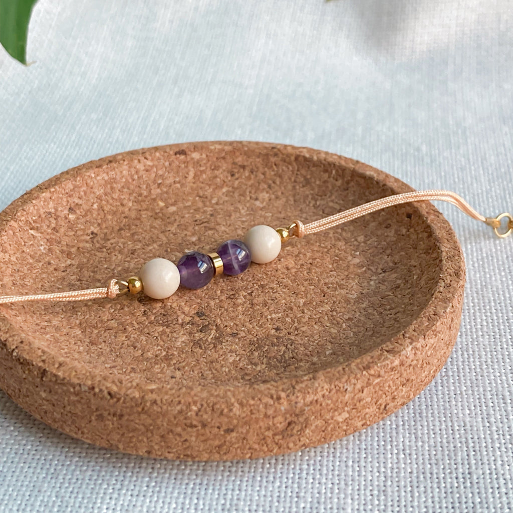 Bracelet cordon ajustable avec améthyste | ZÉPHYR