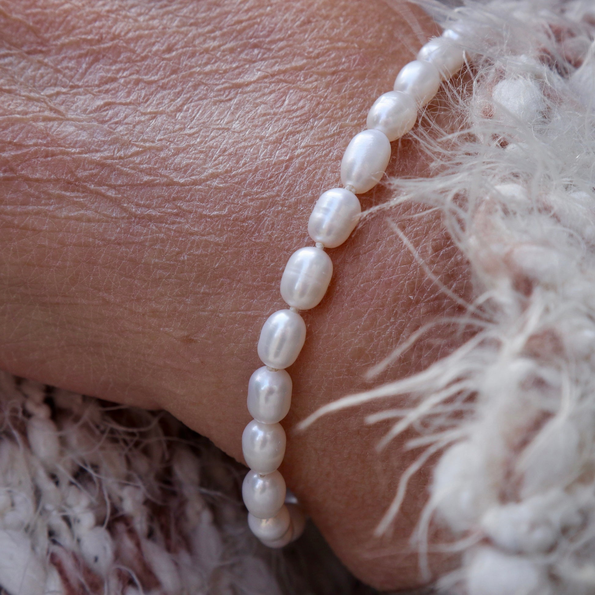 Rice Pearl and Sterling Silver Bracelet