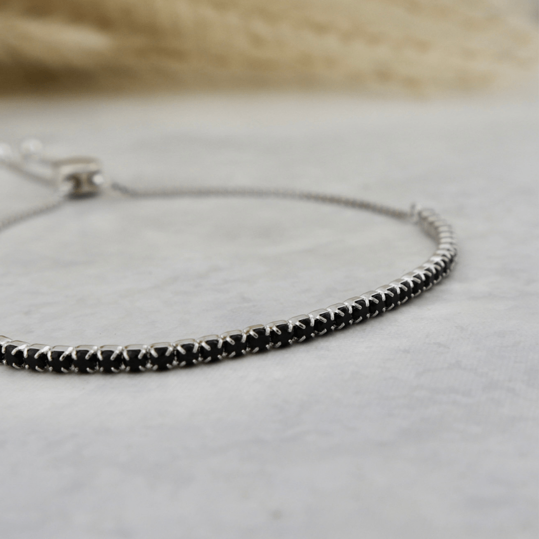 Black Tennis Bracelet in Sterling Silver