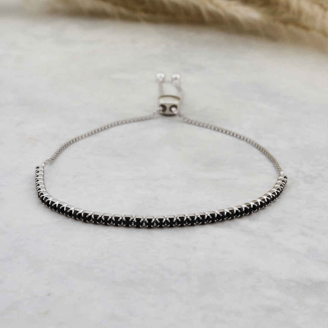 Black Tennis Bracelet in Sterling Silver