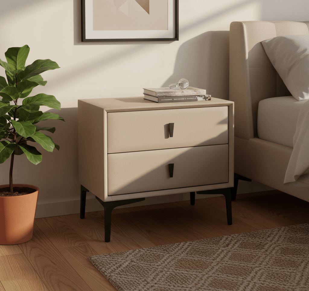 Brașov Two-Drawer Nightstand in Beige