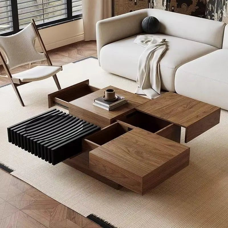 BT65 Square Wooden Coffee Table with 4 Storage Drawers