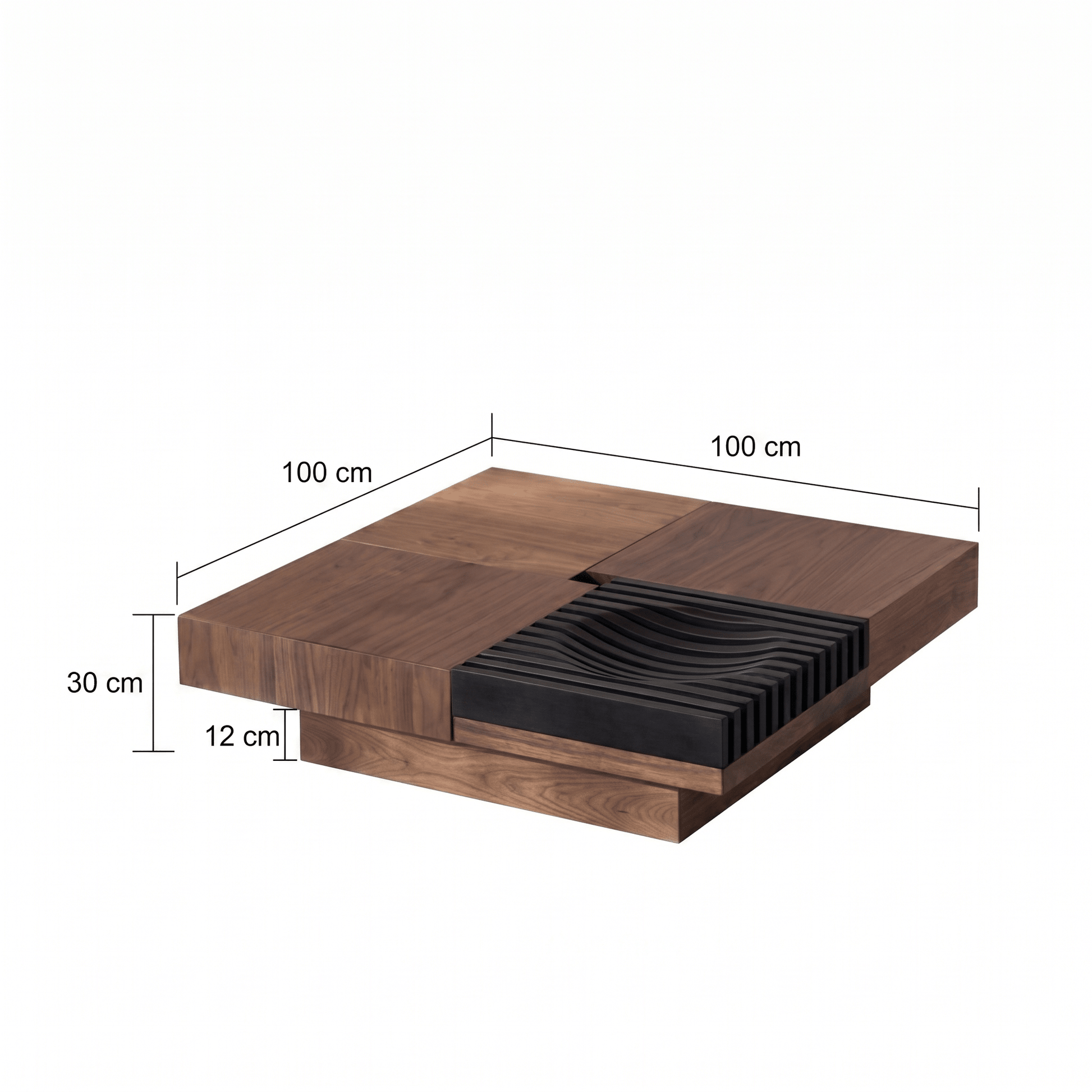 BT65 Square Wooden Coffee Table with 4 Storage Drawers
