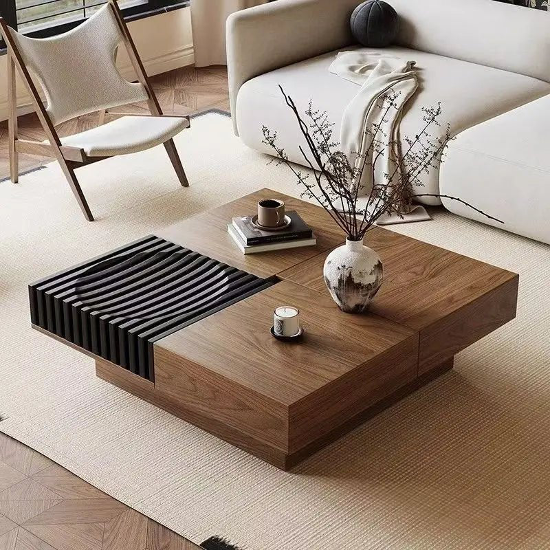 BT65 Square Wooden Coffee Table with 4 Storage Drawers