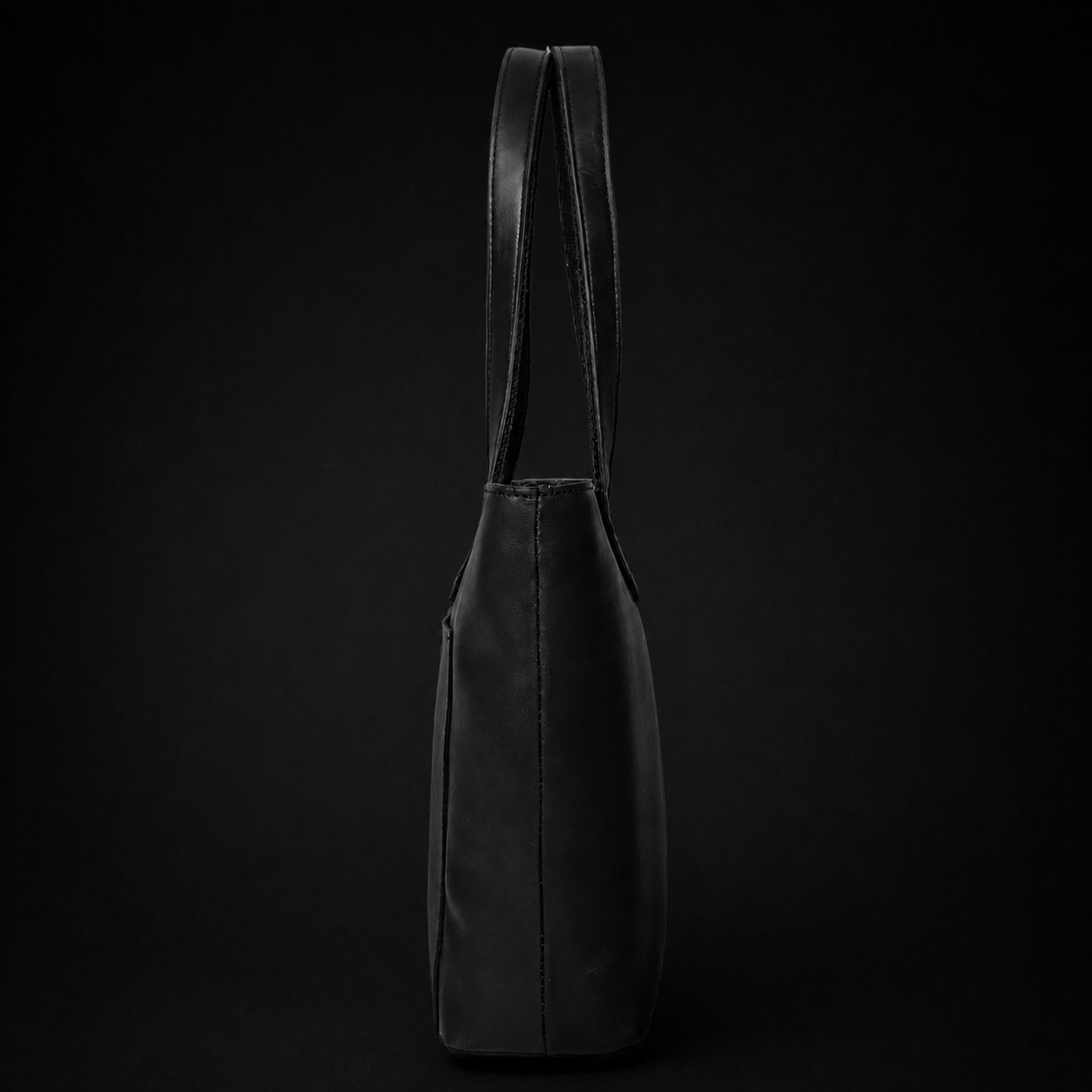 Classic Black Leather Tote Bag