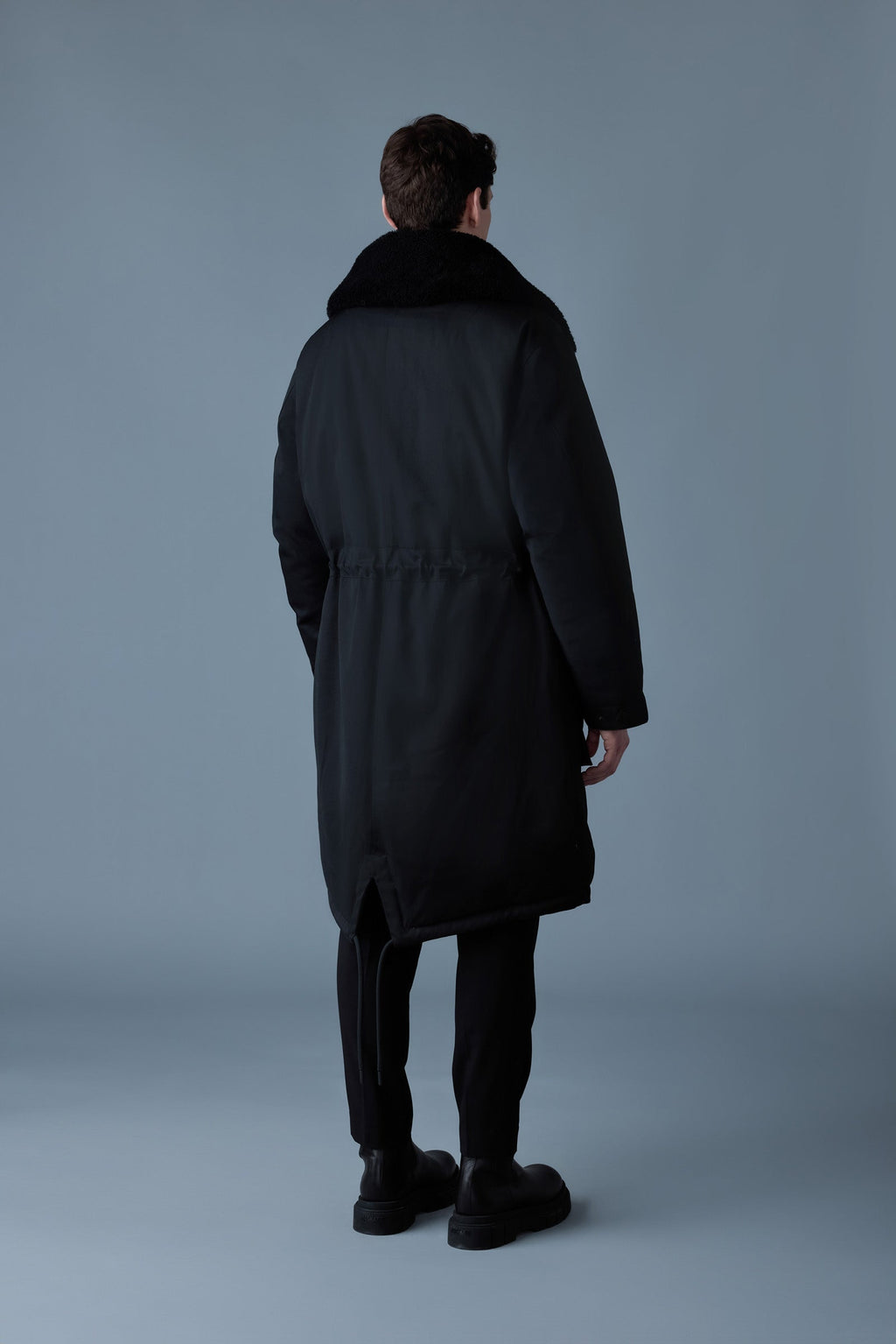 Parka en duvet à col en peau lainée LEON