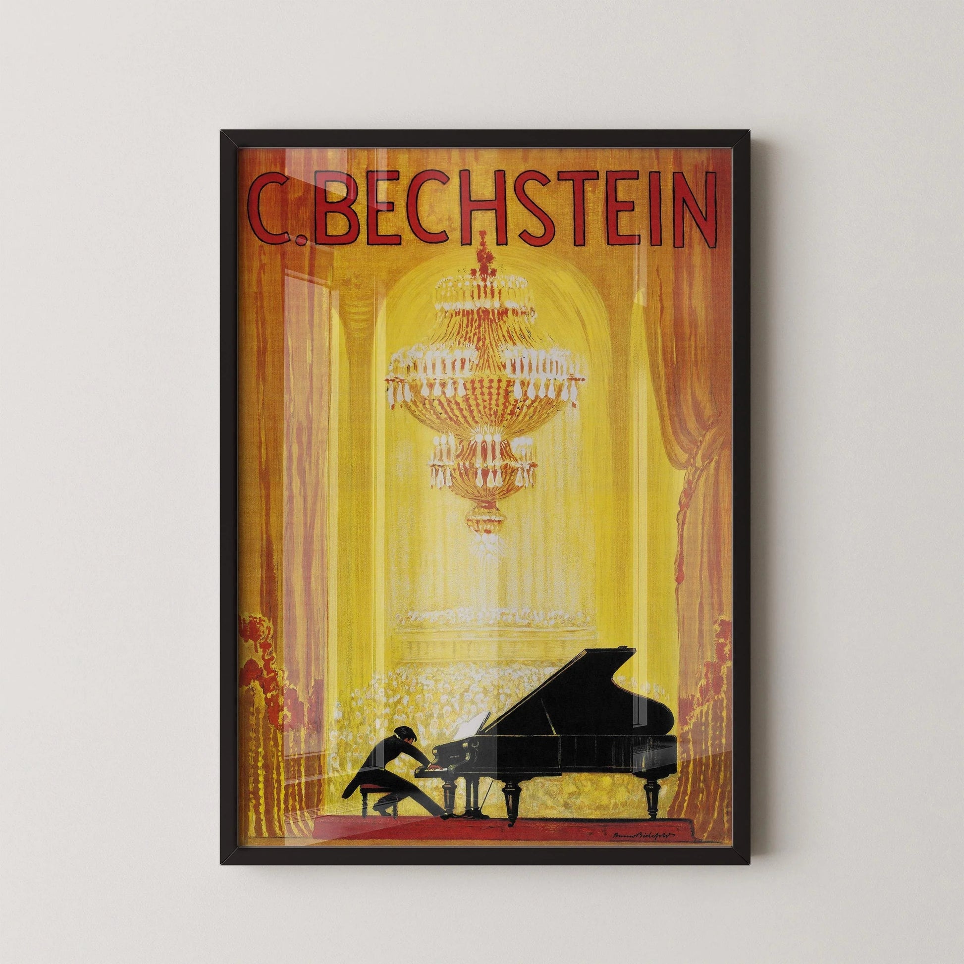 Affiche de piano C. Bechstein : Impression musicale Art Déco vintage