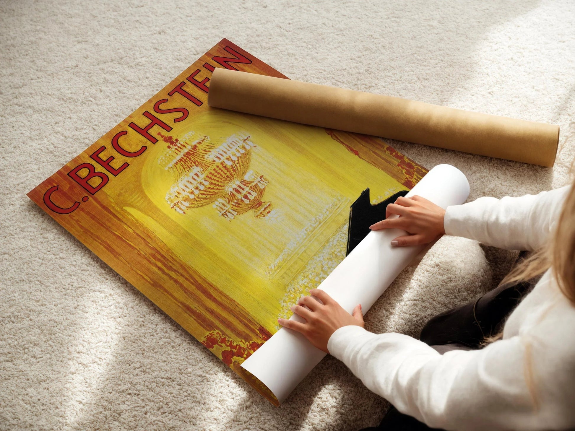 Affiche de piano C. Bechstein : Impression musicale Art Déco vintage