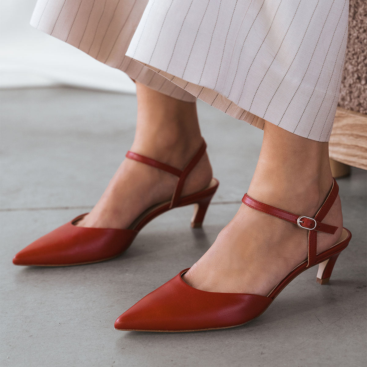 The Claire Kitten Heel Racing Red