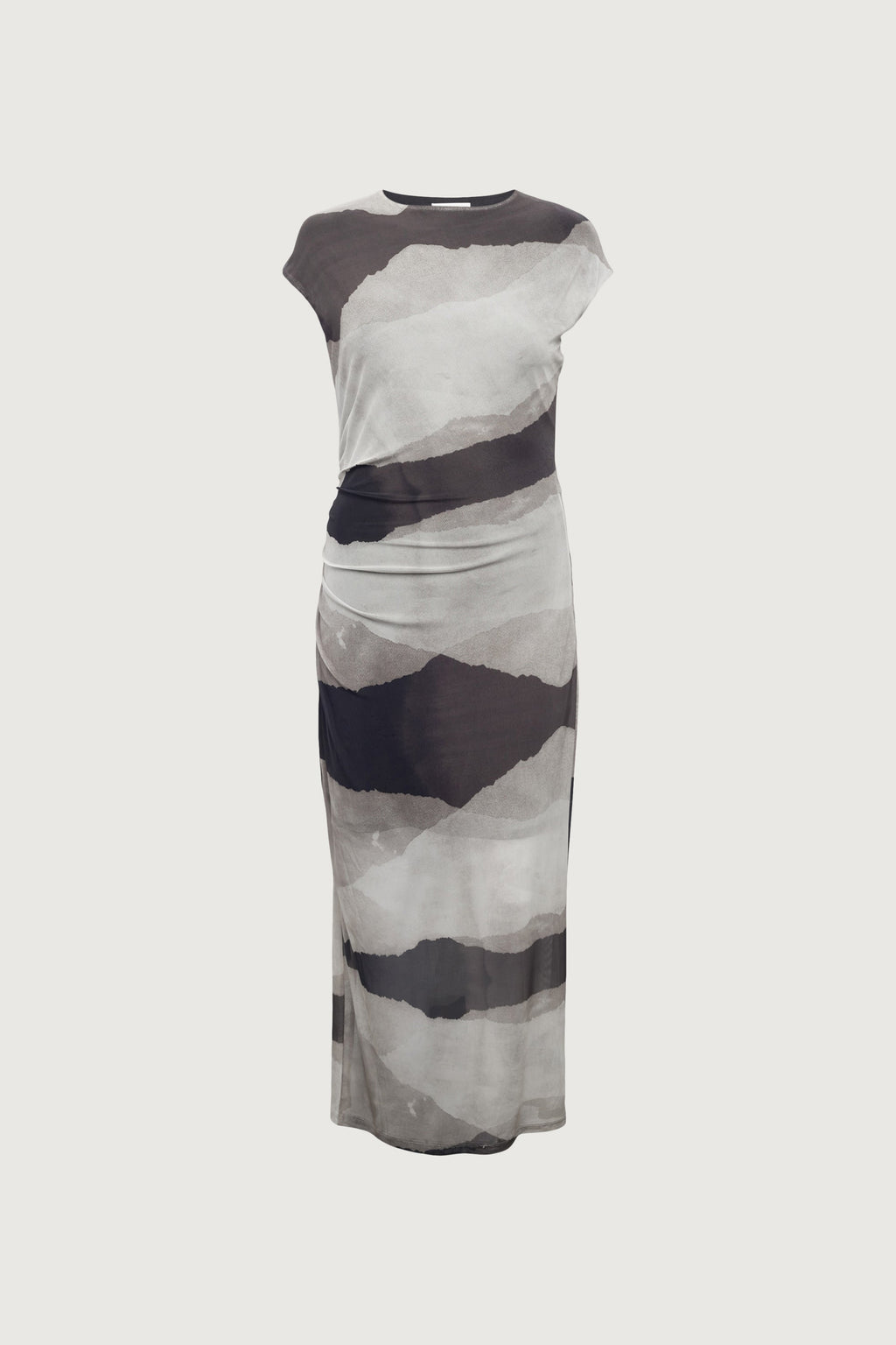 ROBE LONGUE EN MAILLE À MOTIFS SANS MANCHES