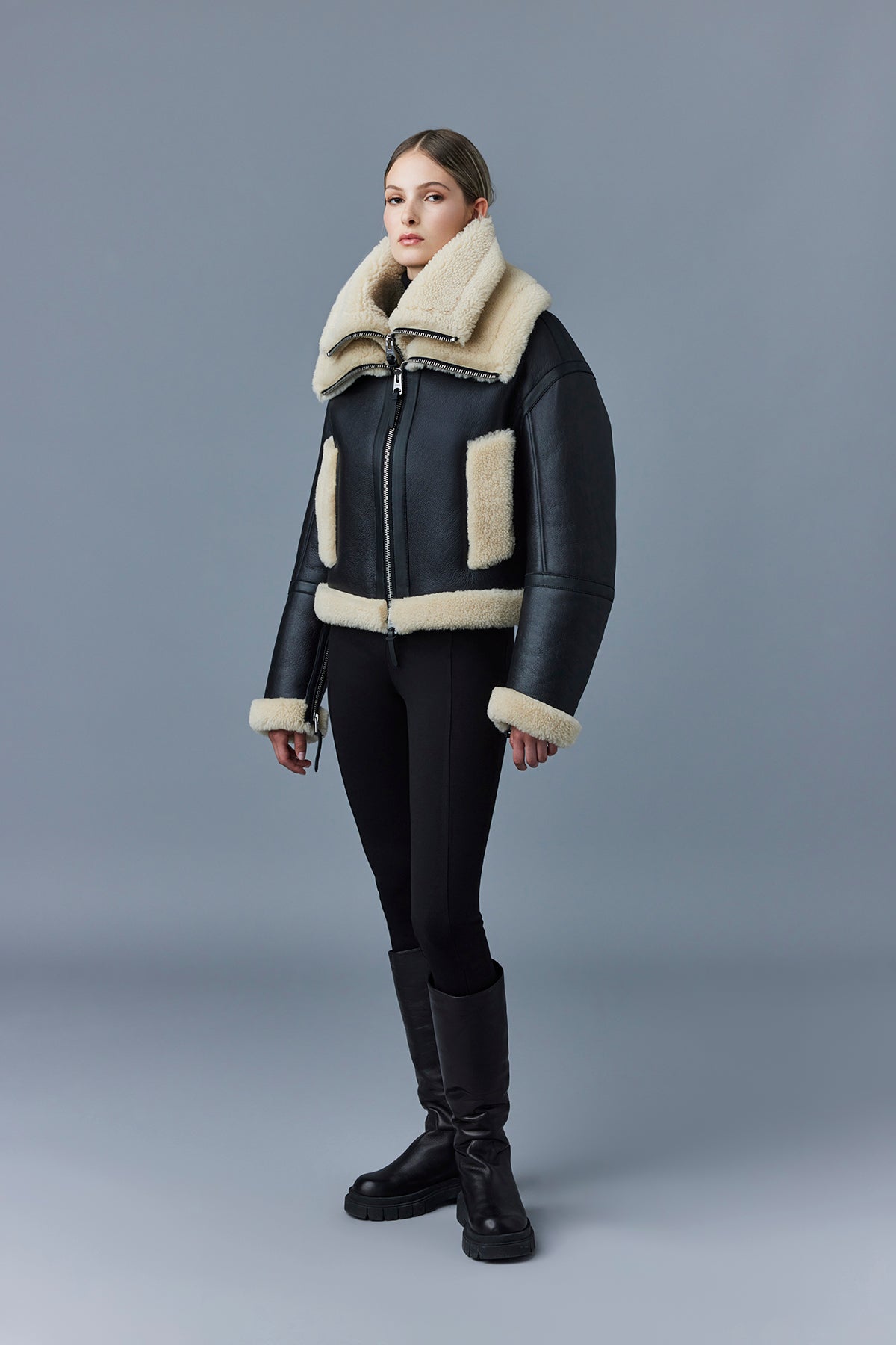 Veste en peau de mouton PENELOPA à double col