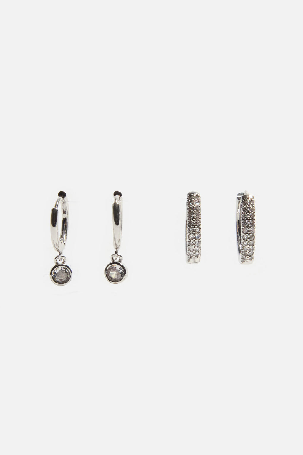 Lot de 2 boucles d'oreilles créoles à pierres précieuses